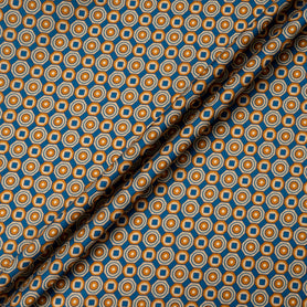 Orange & Blue Geometric Wool & Silk Blend