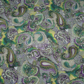 Green & Purple Paisley Printed Superfine Pure Wool