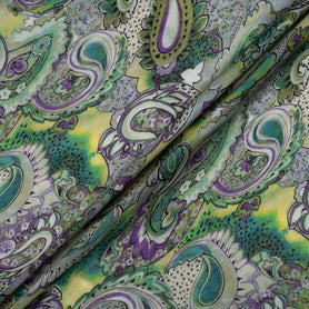 Green & Purple Paisley Printed Superfine Pure Wool