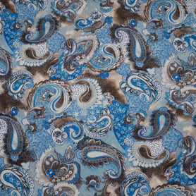 Beige Paisley Printed Blue Superfine Pure Wool