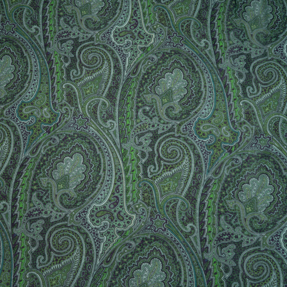 Bottle Green Paisley Printed Modal & Silk Blend