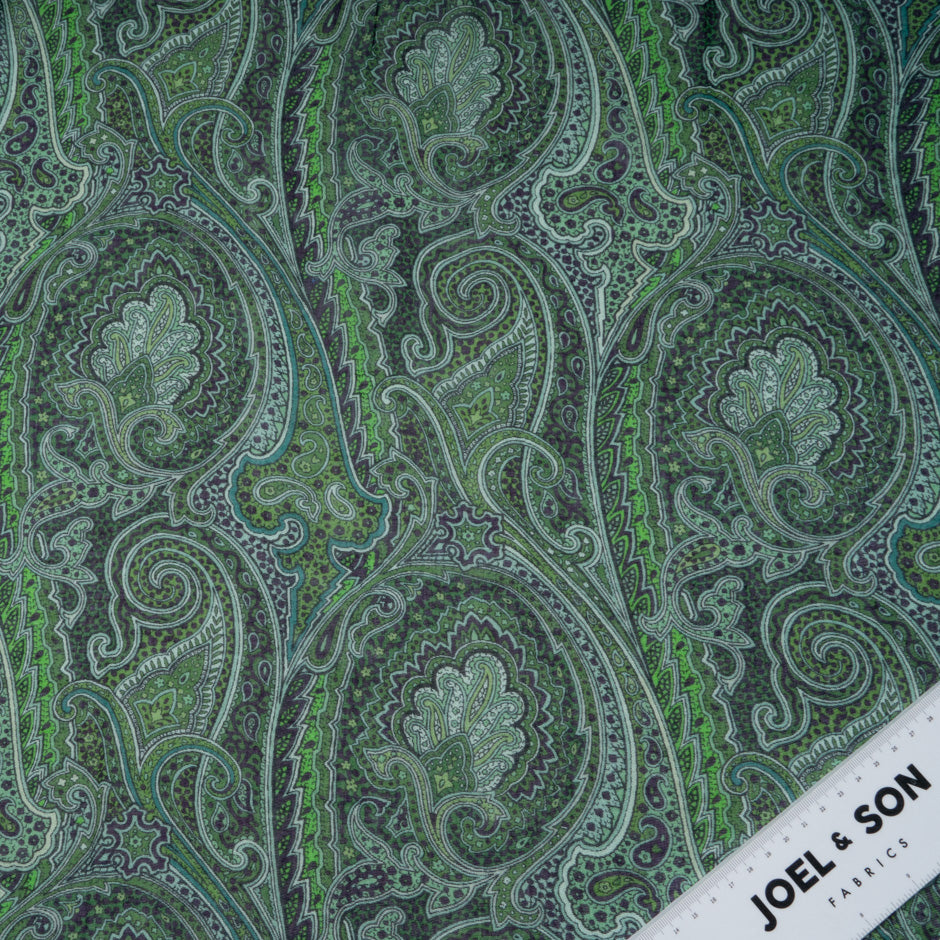 Bottle Green Paisley Printed Modal & Silk Blend