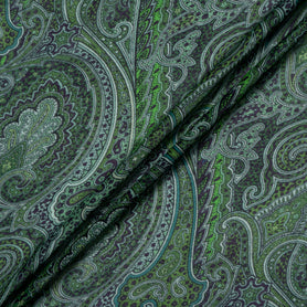 Bottle Green Paisley Printed Modal & Silk Blend