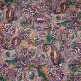Blue Paisley Printed Lilac Superfine Pure Wool