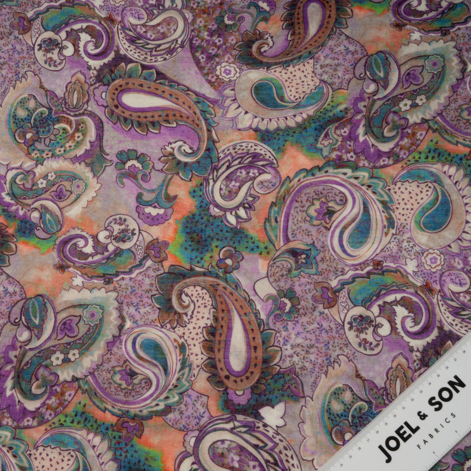 Blue Paisley Printed Lilac Superfine Pure Wool