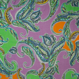 Purple & Green Paisley Printed Modal & Silk Blend