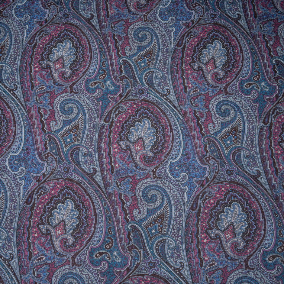 Blue & Pink Paisley Printed Modal & Silk Blend