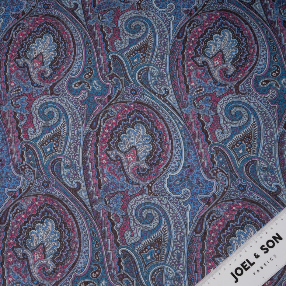Blue & Pink Paisley Printed Modal & Silk Blend