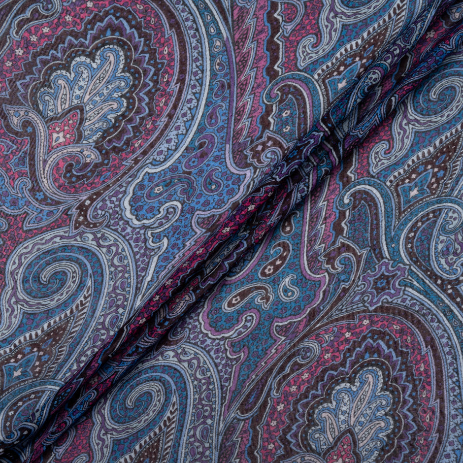 Blue & Pink Paisley Printed Modal & Silk Blend