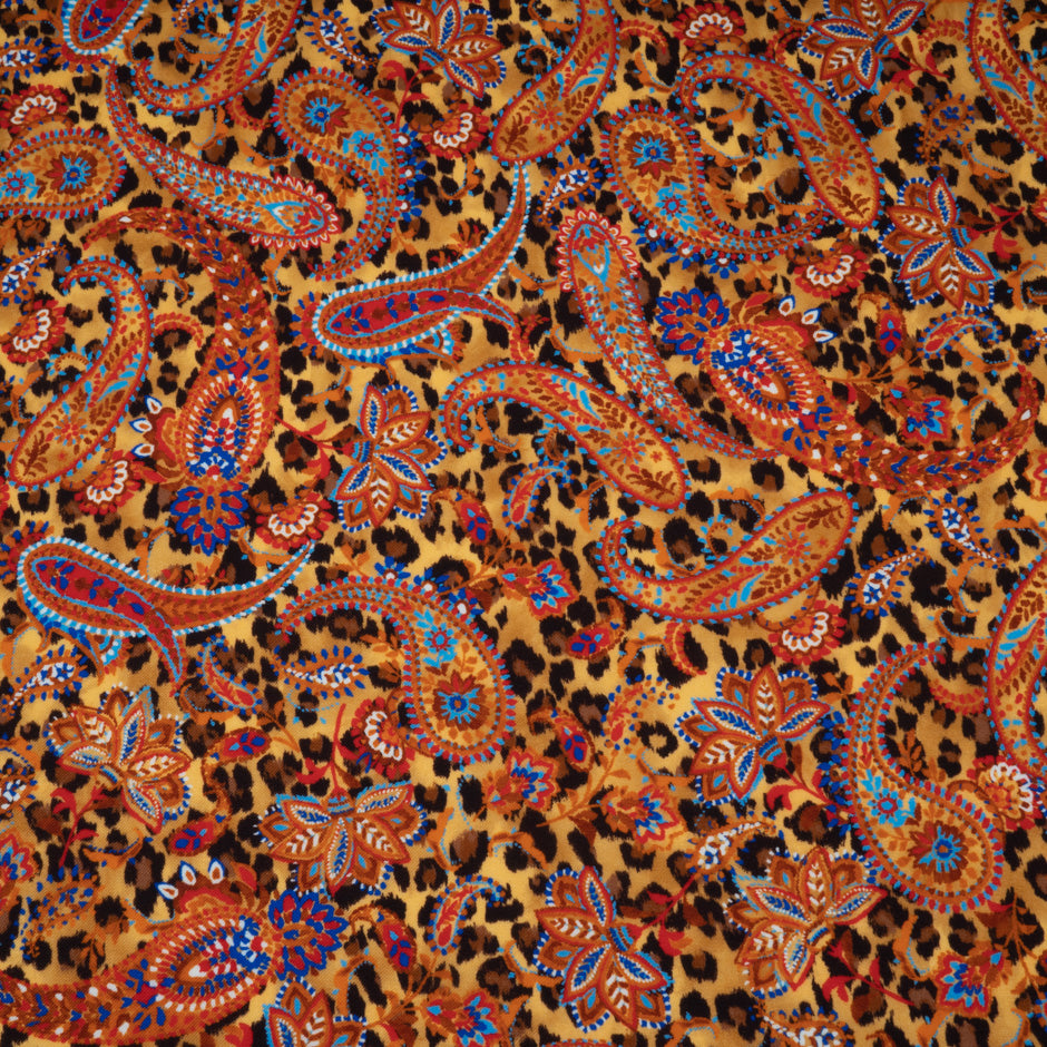 Autumnal Coloured Paisley & Animal Printed Merino Wool