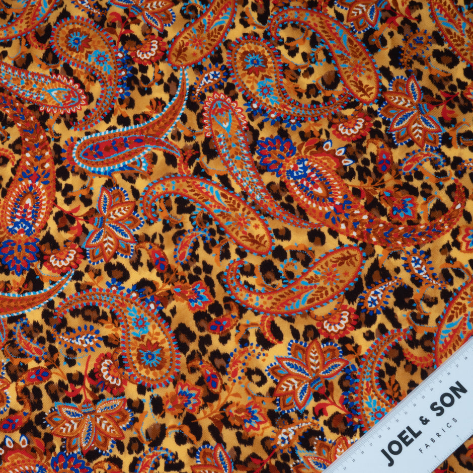 Autumnal Coloured Paisley & Animal Printed Merino Wool