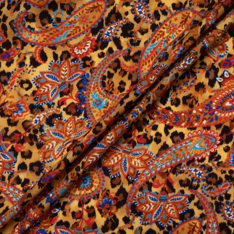 Autumnal Coloured Paisley & Animal Printed Merino Wool