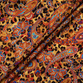 Autumnal Coloured Paisley & Animal Printed Merino Wool
