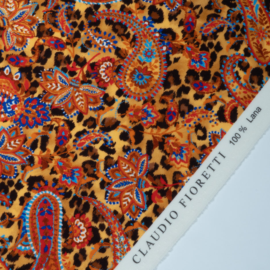 Autumnal Coloured Paisley & Animal Printed Merino Wool