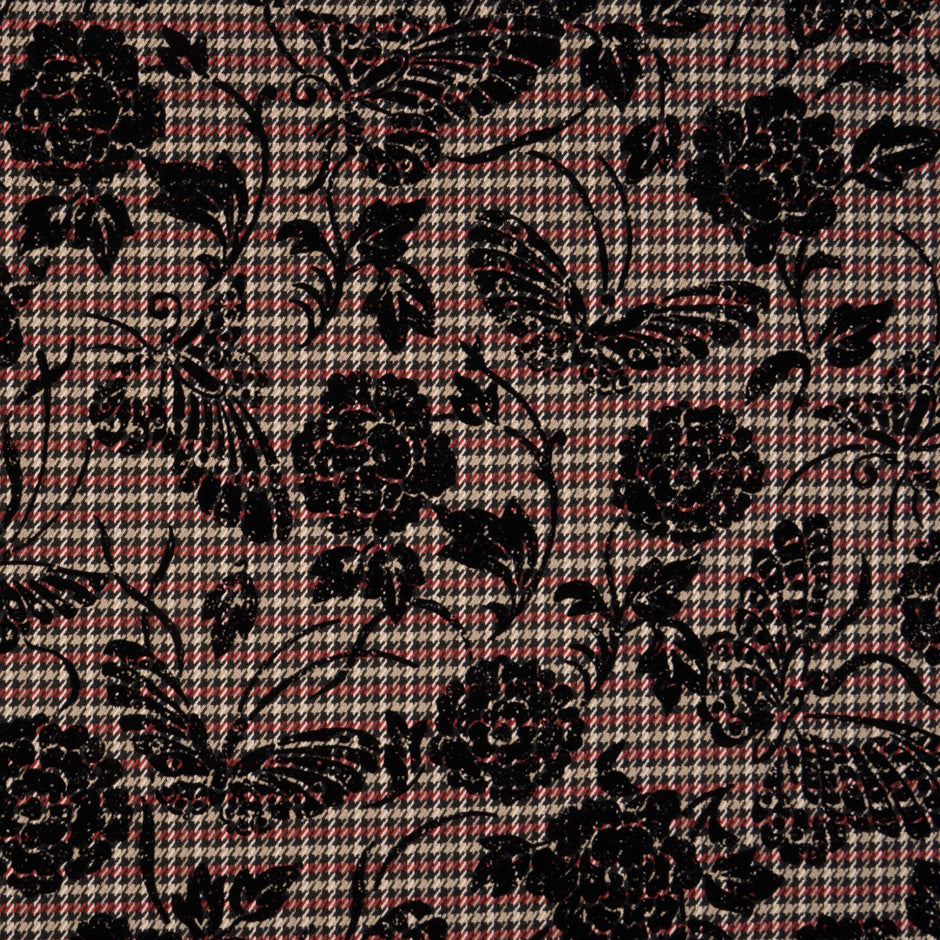 Floral Flocked Microfibre Tweed