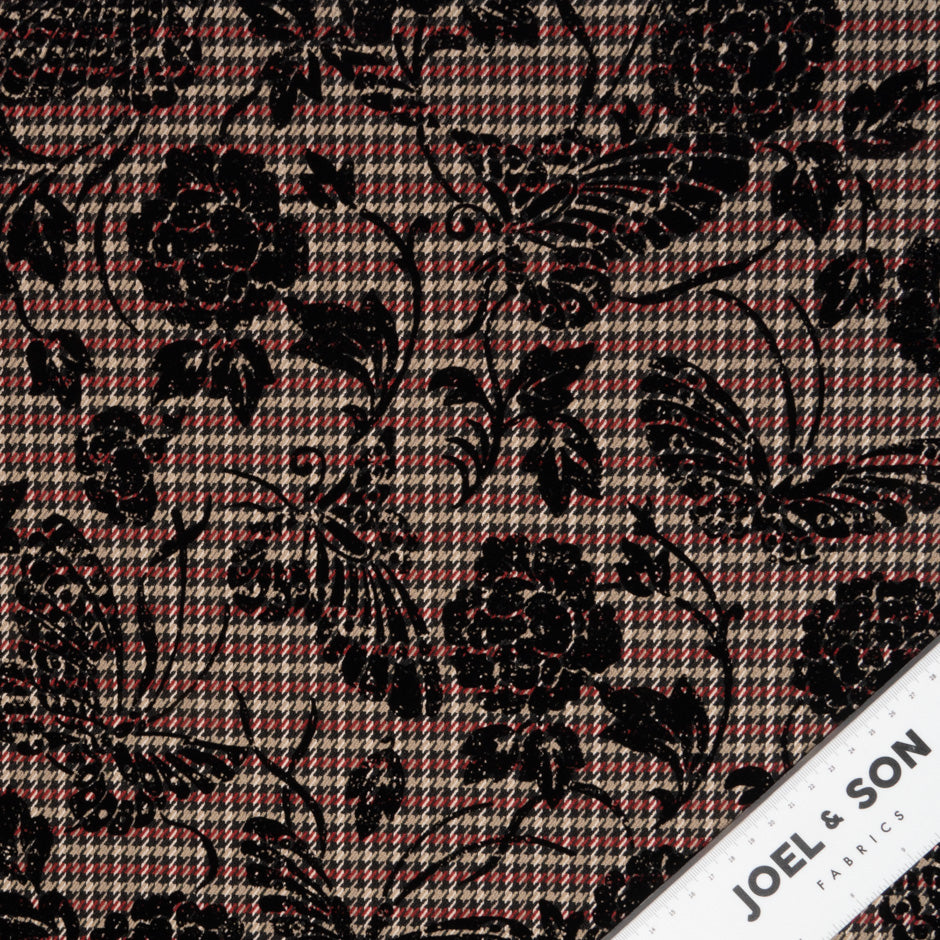 Floral Flocked Microfibre Tweed