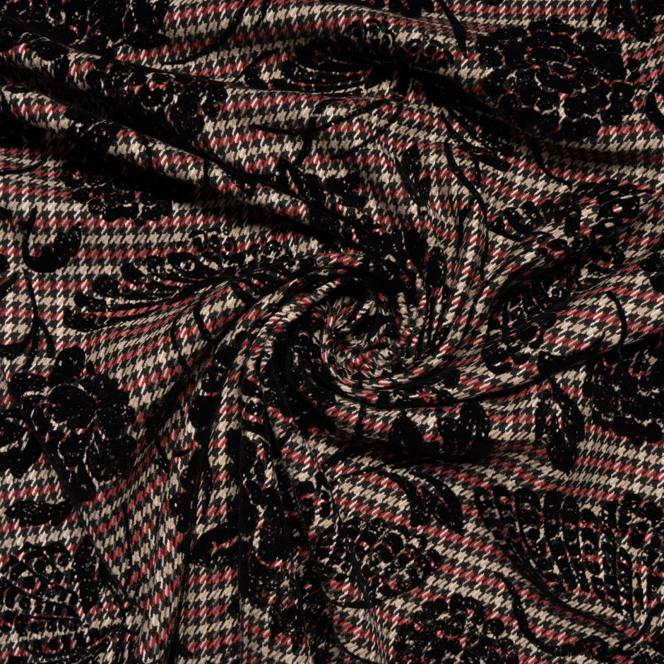 Floral Flocked Microfibre Tweed