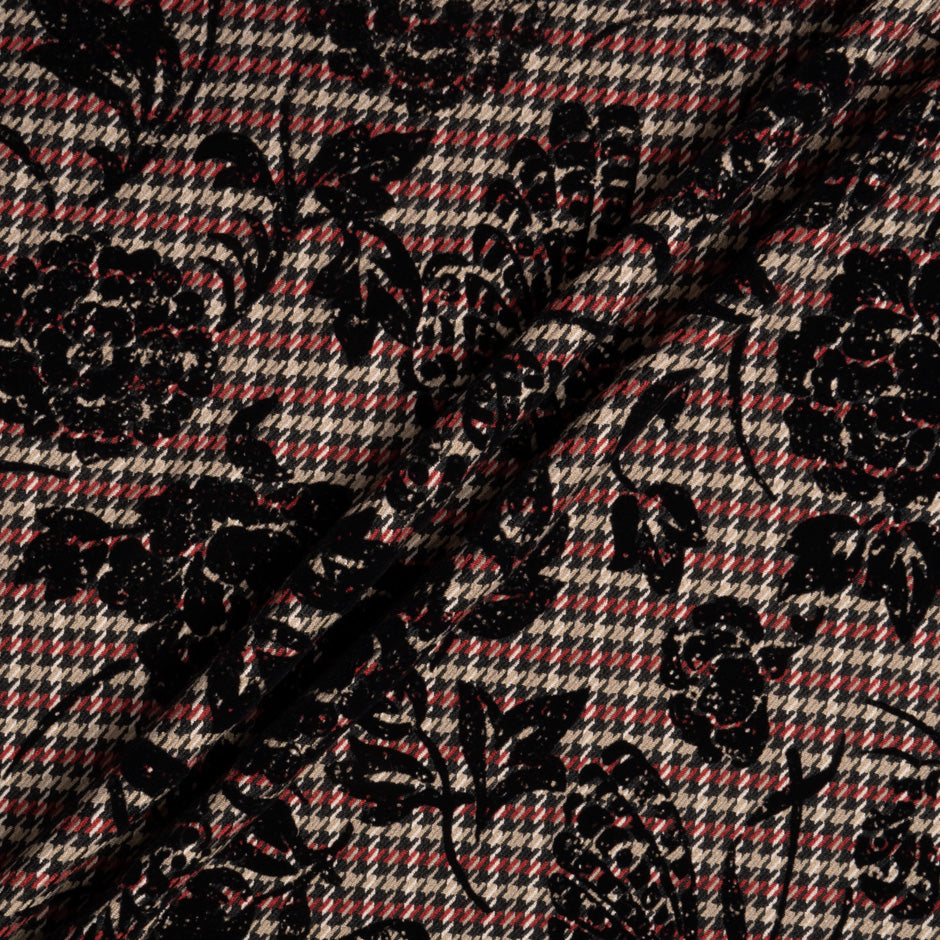 Floral Flocked Microfibre Tweed