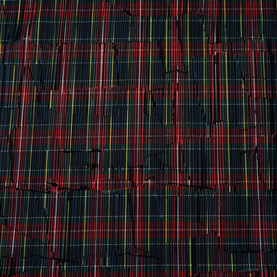 Multi-Coloured Flocked Tartan Microfibre
