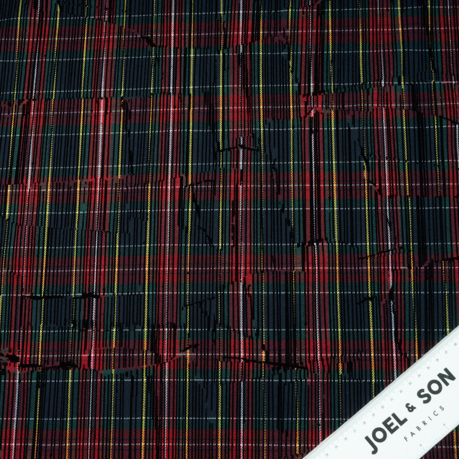 Multi-Coloured Flocked Tartan Microfibre