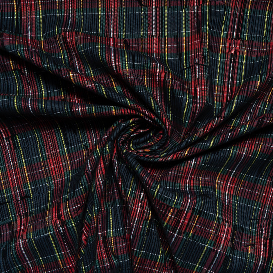 Multi-Coloured Flocked Tartan Microfibre