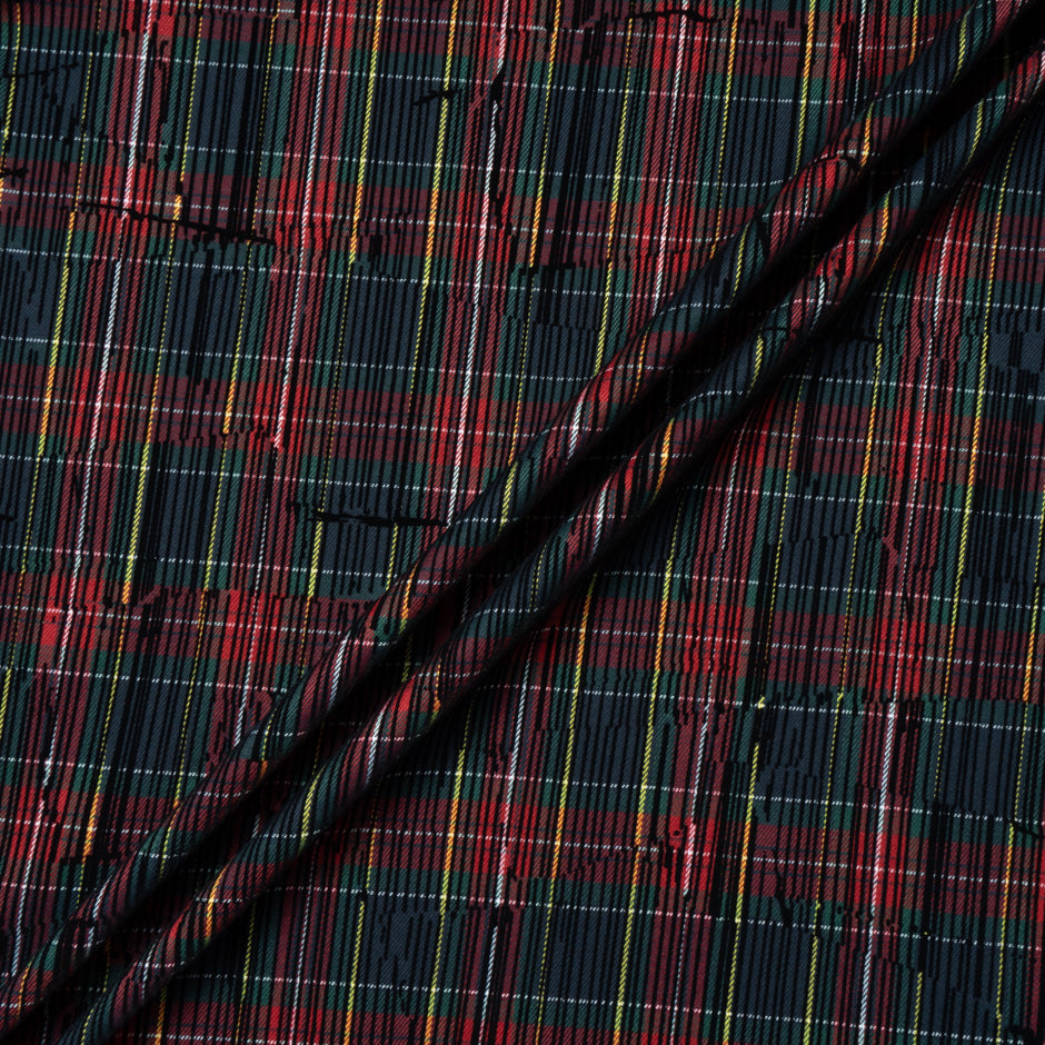 Multi-Coloured Flocked Tartan Microfibre