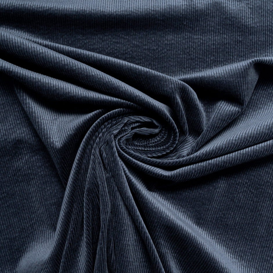 Slate Ribbed Cotton Stretch Corduroy