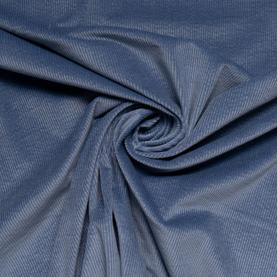 Dusty Blue Ribbed Cotton Stretch Corduroy