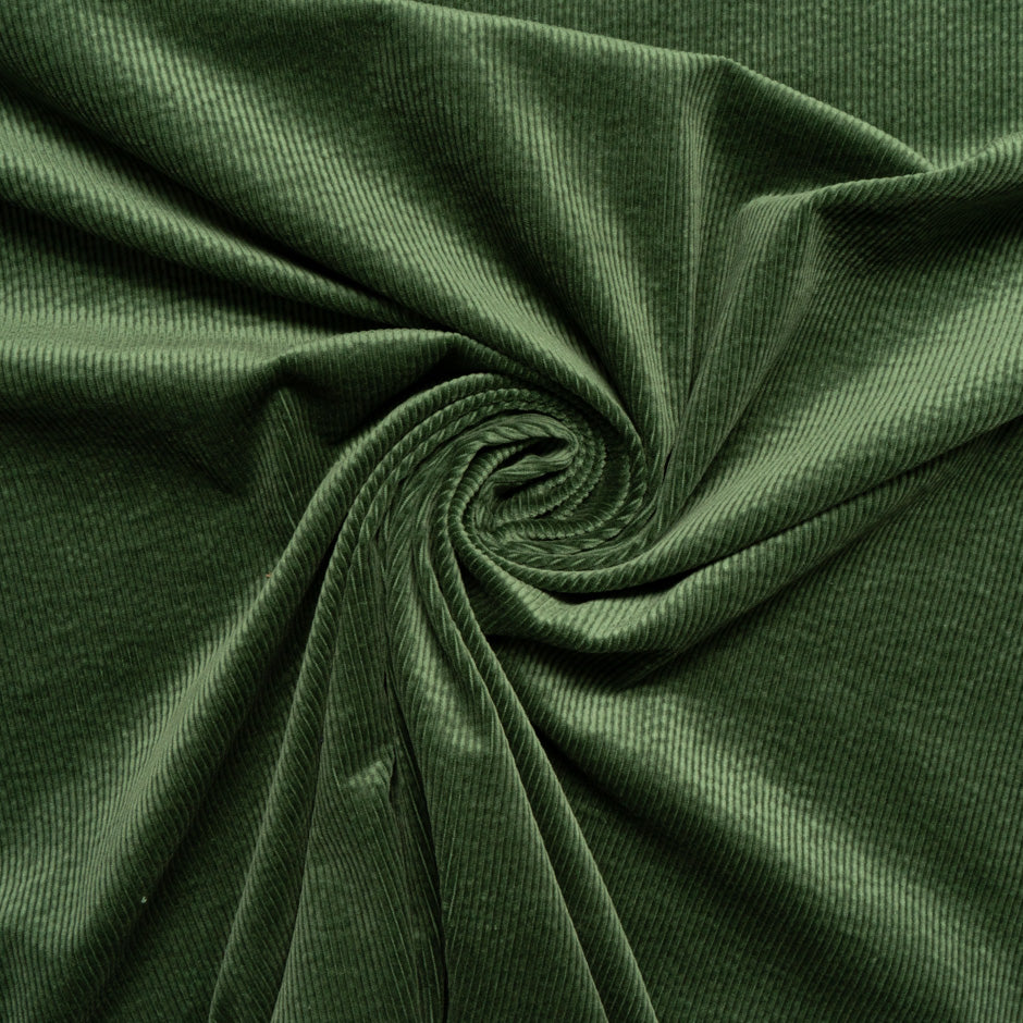 Green Ribbed Cotton Stretch Corduroy