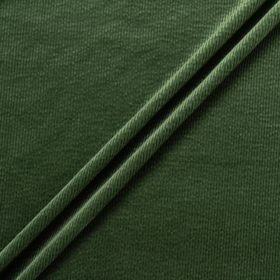 Green Ribbed Cotton Stretch Corduroy