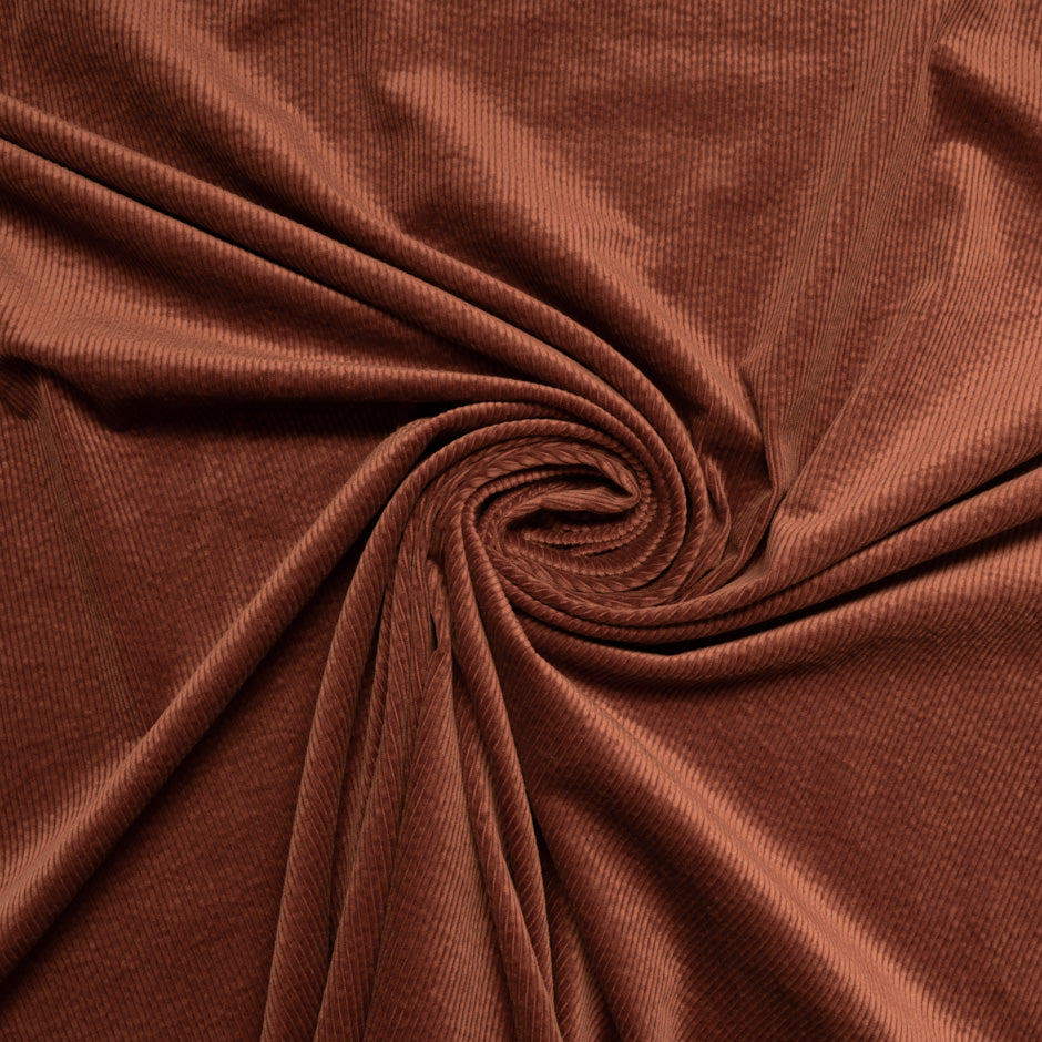 Brick Red Ribbed Cotton Stretch Corduroy