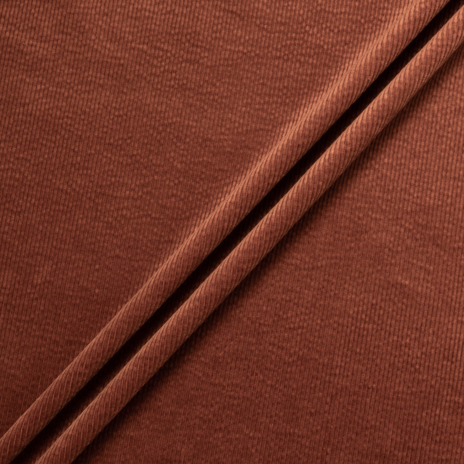Brick Red Ribbed Cotton Stretch Corduroy