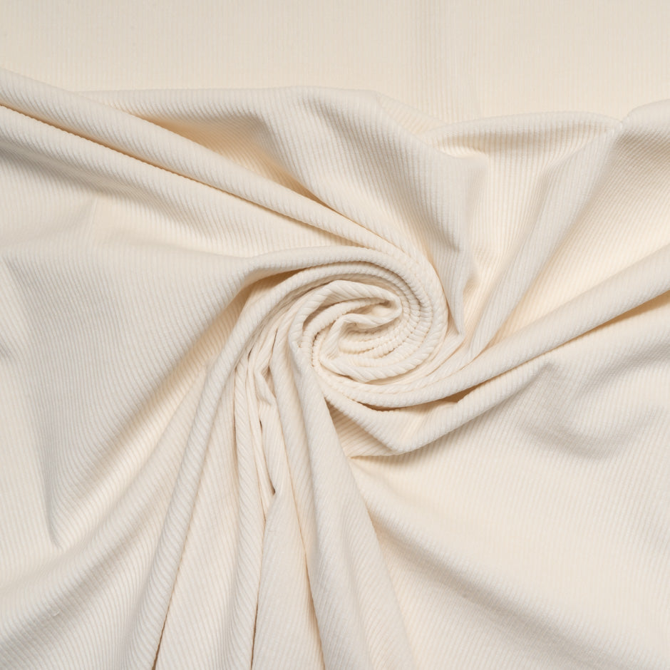 Ivory Ribbed Cotton Stretch Corduroy