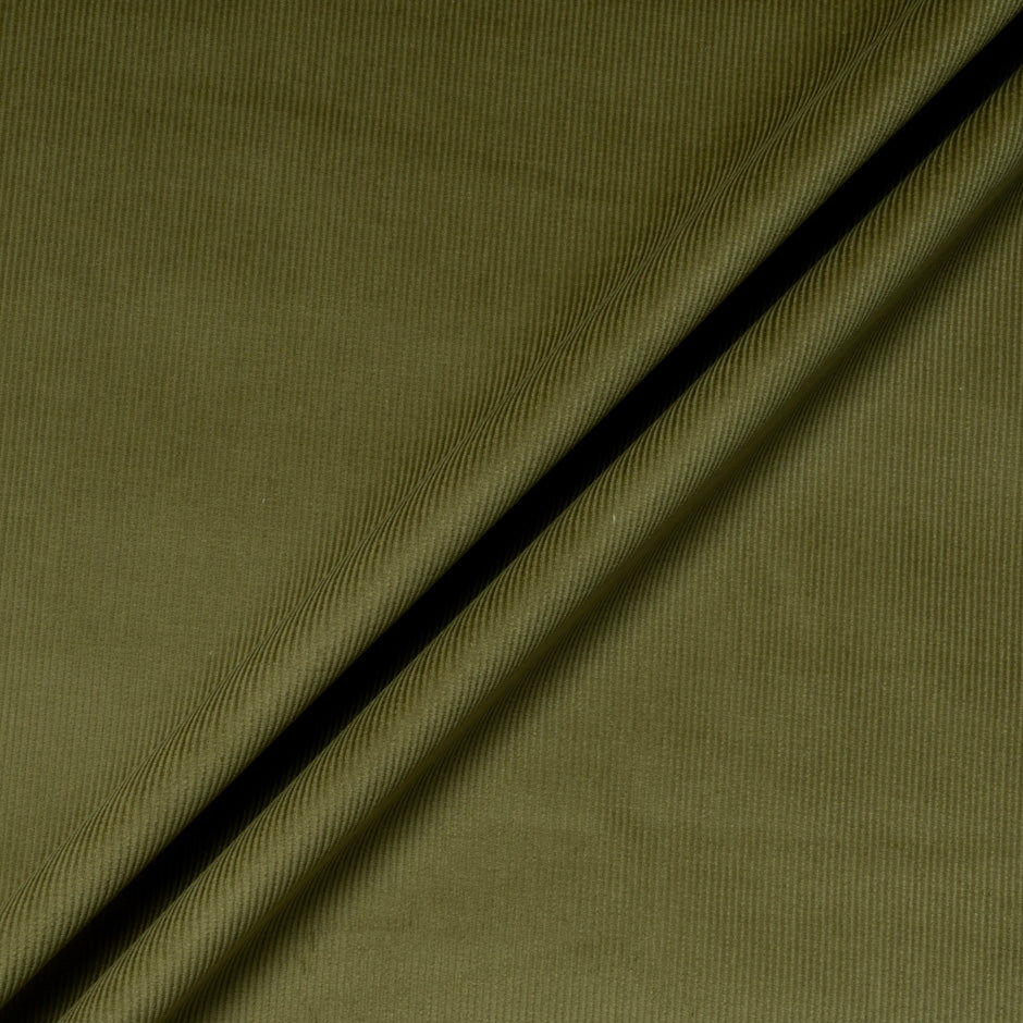 Pea Green Ribbed Cotton Stretch Corduroy
