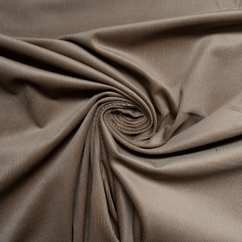 Dark Beige Ribbed Cotton Stretch Corduroy
