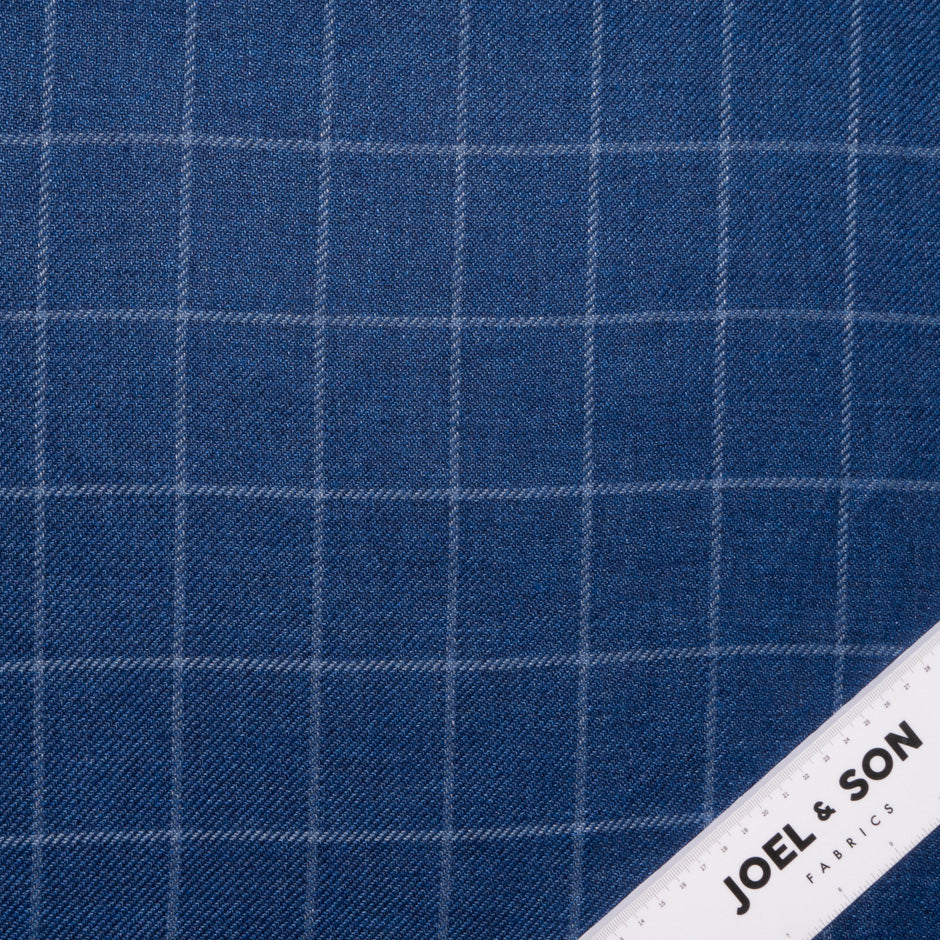Blue Window Pane Checkered Linen Blend
