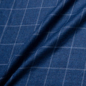 Blue Window Pane Checkered Linen Blend