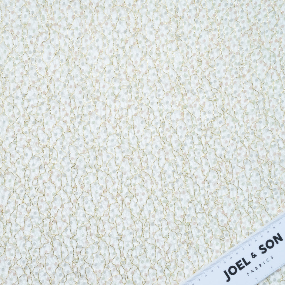 Gold & Ivory Hand Beaded Tulle