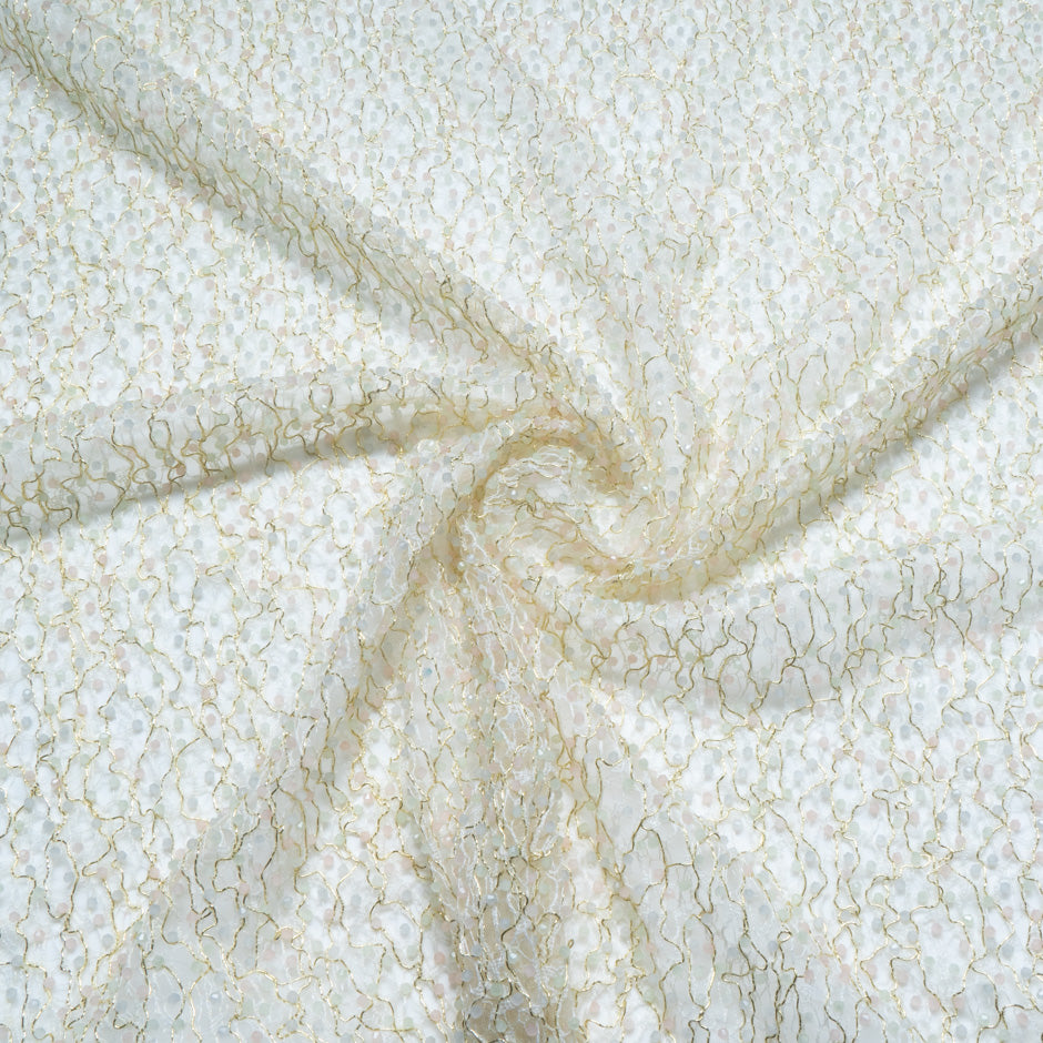 Gold & Ivory Hand Beaded Tulle