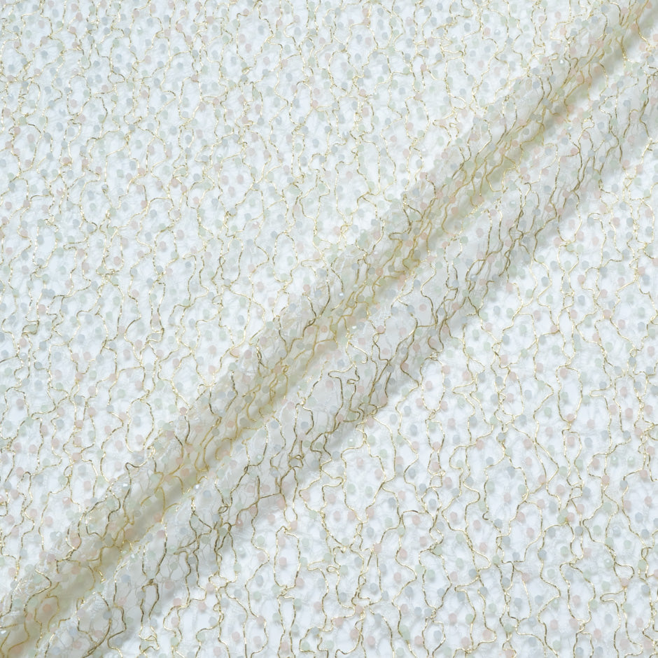 Gold & Ivory Hand Beaded Tulle