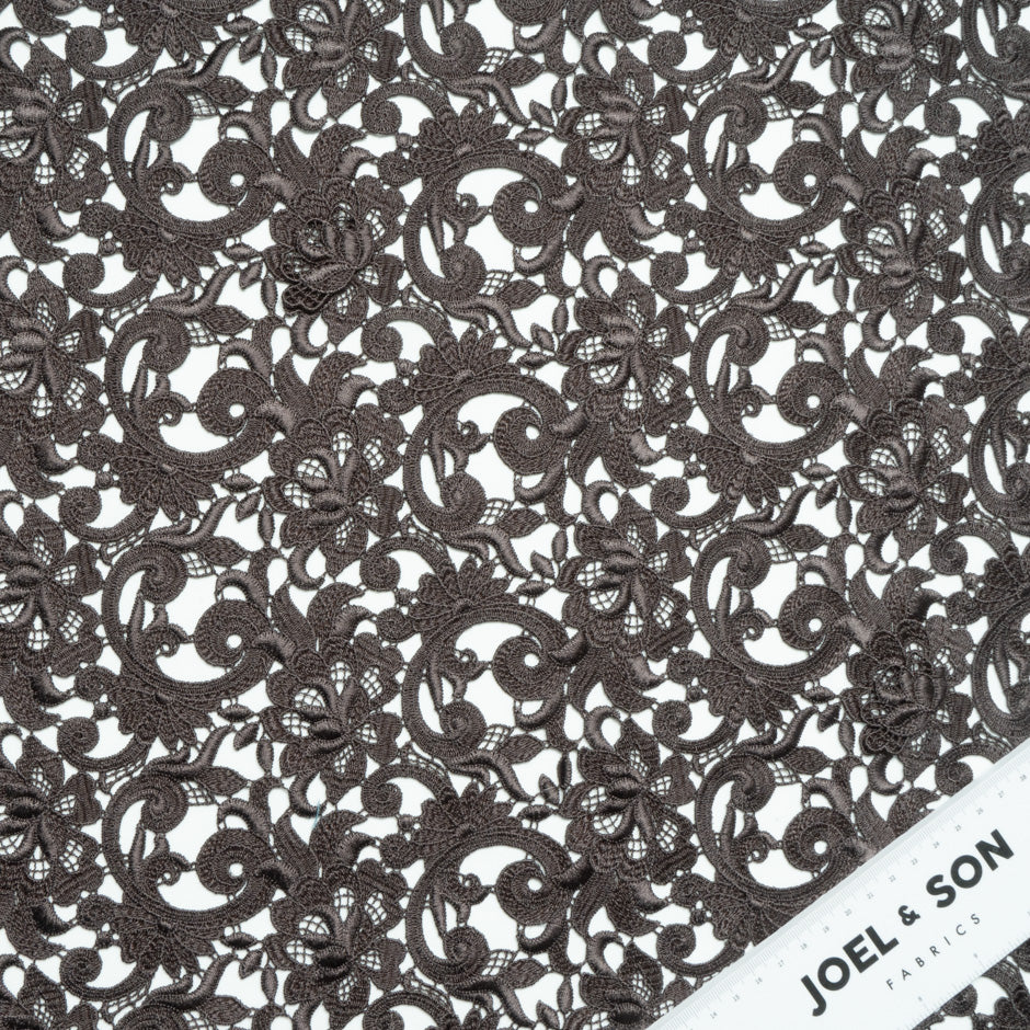 Deep Grey Floral Guipure Lace