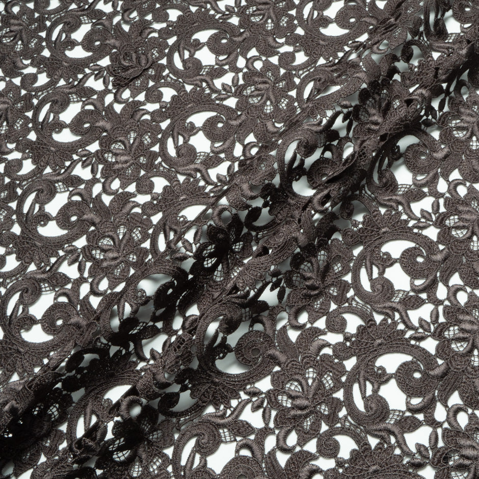 Deep Grey Floral Guipure Lace