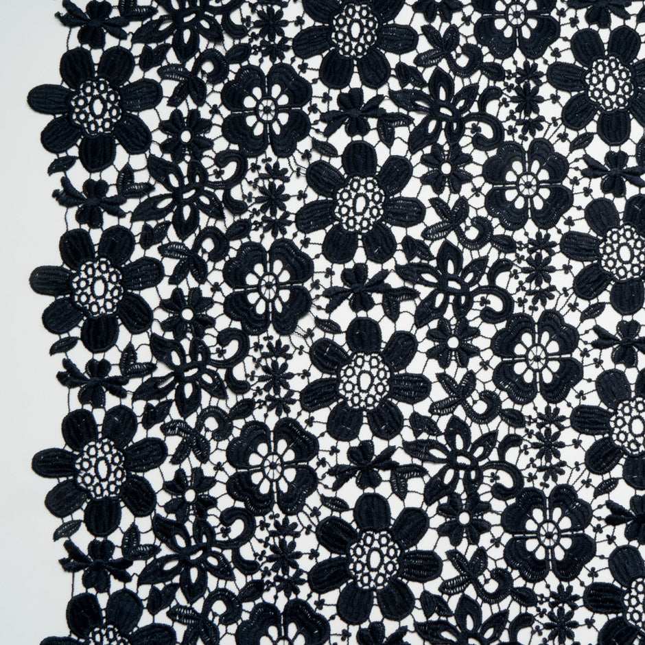 Midnight Blue Floral Guipure Lace