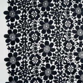 Midnight Blue Floral Guipure Lace