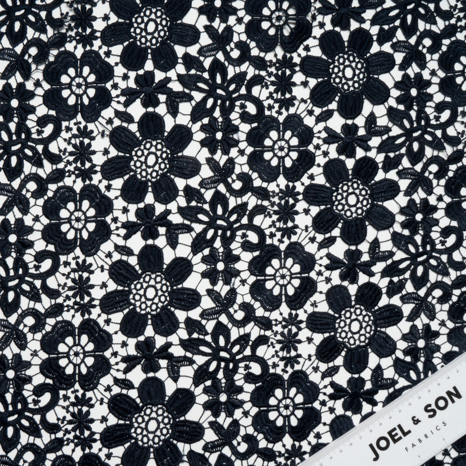Midnight Blue Floral Guipure Lace
