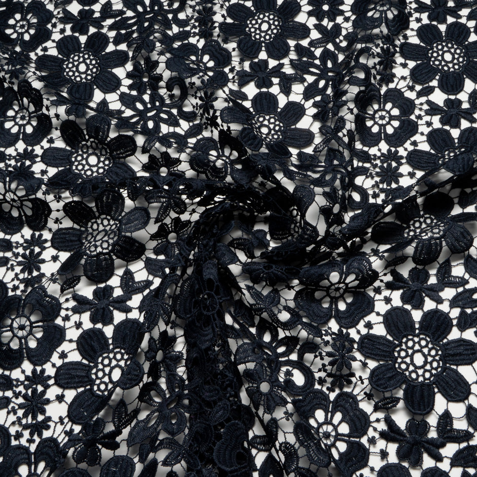 Midnight Blue Floral Guipure Lace