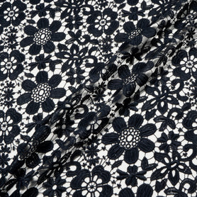 Midnight Blue Floral Guipure Lace