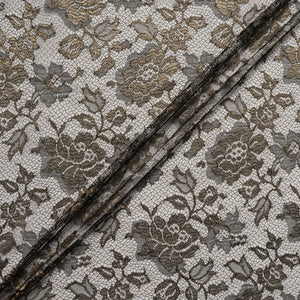 Gold Rose Floral Black Chantilly Lace