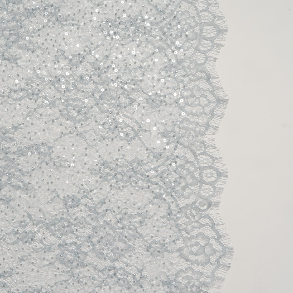 Powder Blue Hand Beaded Chantilly Lace