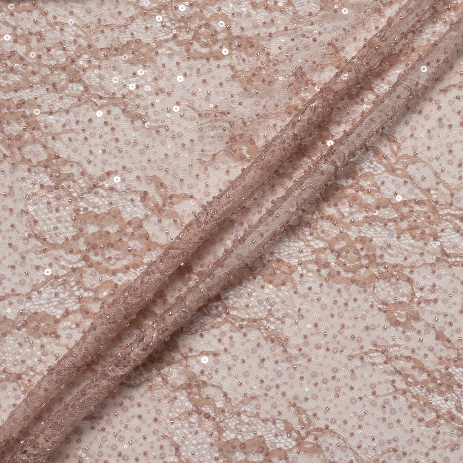 Blush Hand Beaded Chantilly Lace